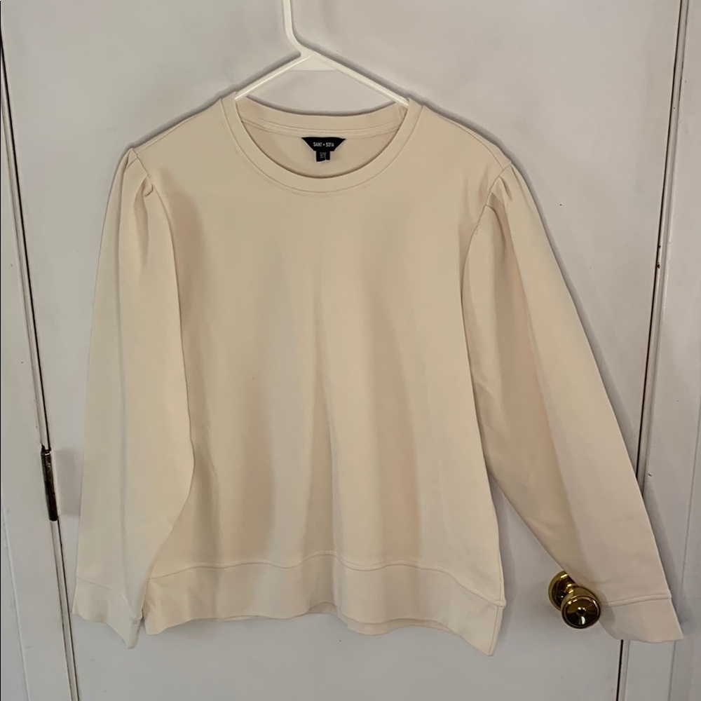 Saint & Sofia cream ivory sweatshirt style knit top Size 12